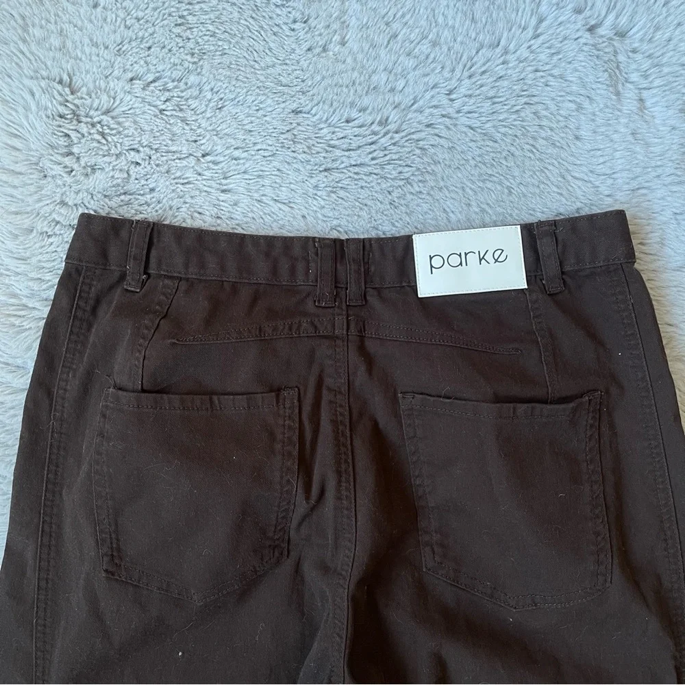 PARKE Horseshoe / Barrel Brown High Rise Wide Leg Jeans Size 28 Button Fly - Picture 5 of 10
